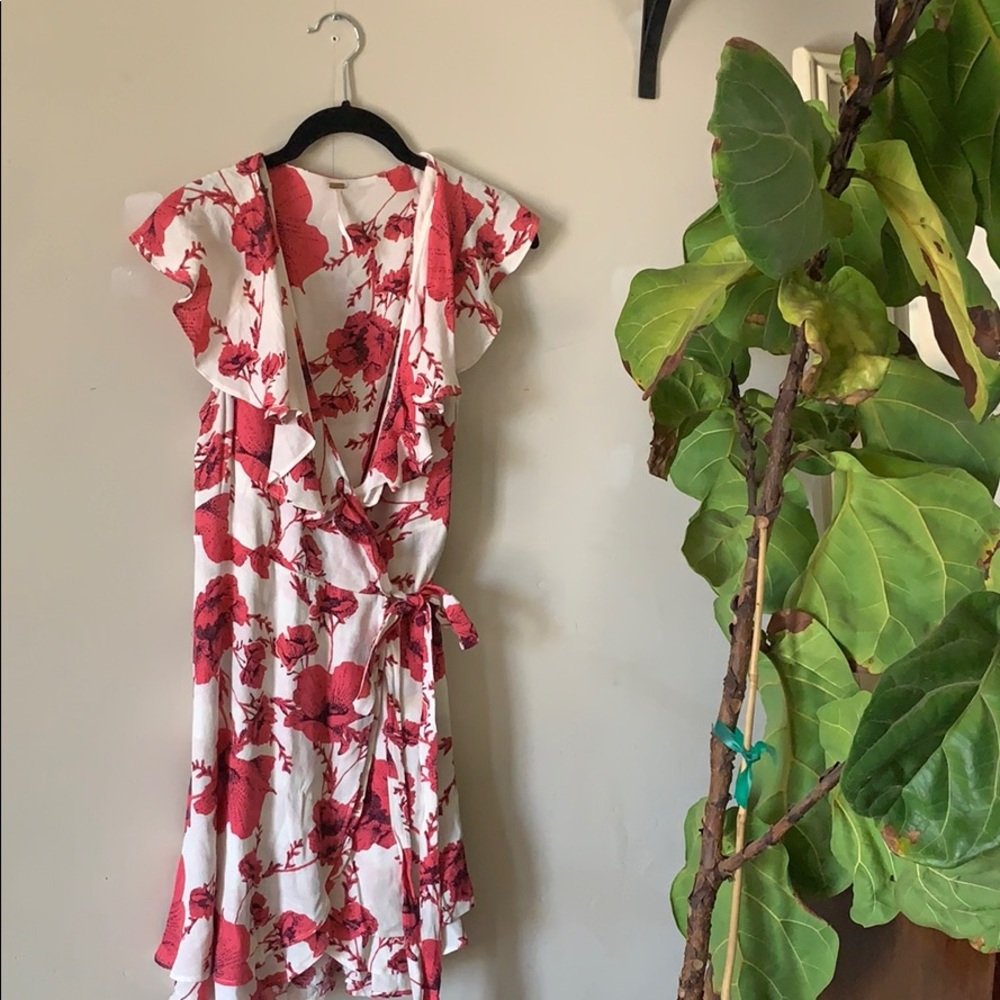 Free people floral wrap dress